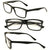 3 Pairs Black Modern Rectangular Reading Glasses Clark Kent Reader TR90 Clear le - Vision World