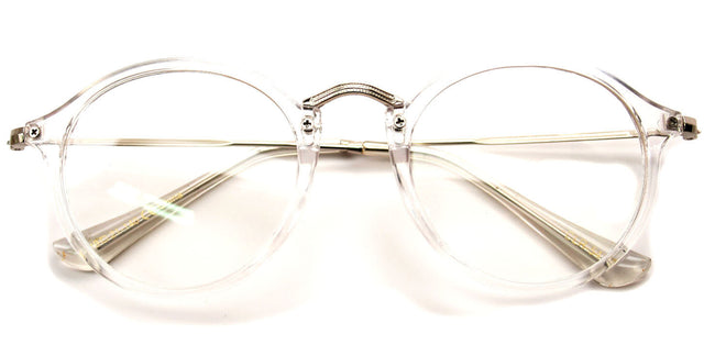 Vintage Inspired Metal Bridge and Temple Clear Lens Round Oval Eye Glasses - Vision World