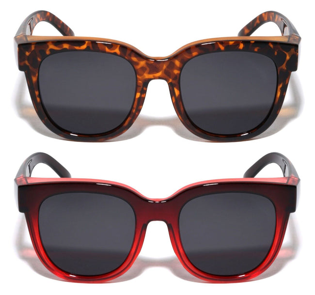 2 Pairs Women Round Polarized Fit Over Fitover Sunglasses Anti-Glare UV