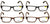 4 Pairs of simple rectangular blue blocker reading glasses - Anti Fatigue Reader