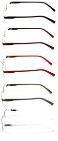 5 Pairs Men Women Rectangular Lightweight Rimless Reading Glasses - Clear Lens