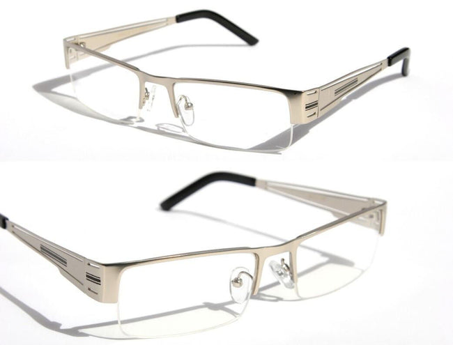 Half Rim Premium Silver Metal Rectangle Reader Reading Glasses +2.00   1230 - Vision World