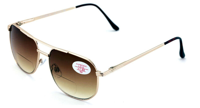 Bifocal Outdoor Sunglasses Metal Aviator Reading Glasses - Big Lens Sun Reader - Vision World