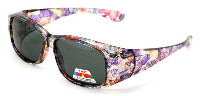 Floral Womens Polarized Fit Over Glasses Sunglasses Rhinestone Transparent 60MM