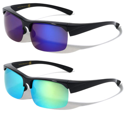2 Pairs Men Fitover Half Rim Polarized Sunglasses - Mirror Fit-Over Eyeglasses