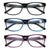 3 Pairs Matte Translucent Classic Reader - Spring Hinge - Unisex Reading Glasses - Vision World