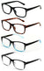 4 Pairs Lightweight Men Women Reading Glasses Rectangular Spring Hinge Readers - Vision World