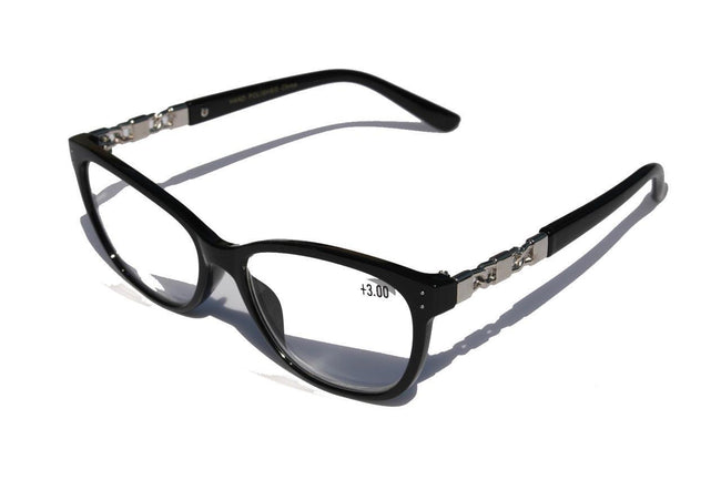 Khan Fashion Reading Glasses Reader metal chain black +1.25 +1.75 +2.50 +3.00 - Vision World