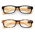 2 Pairs of Bamboo Printed Temple Arm Reading Glasses Spring hinge men women Wood - Vision World