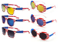 6 Pairs Of USA American Flag Print Sunglasses - Patriotic - Sun Protection