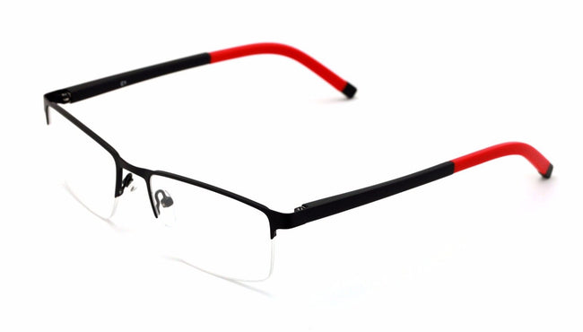 Men Half Rimless Rectangle Non-prescription Glasses Frame Clear Lens Eyeglasses