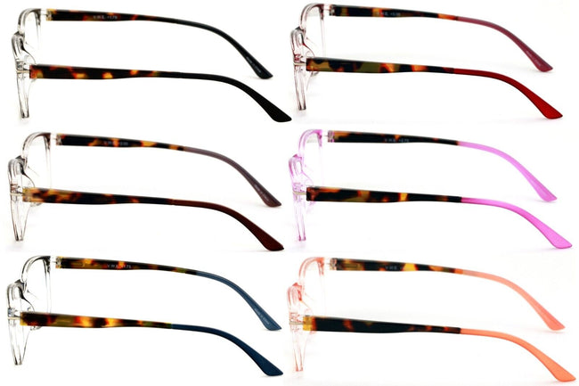 6 Pairs Women Fashion Reading Glasses - Lightweight Clear Lens Reader Torto 7018 - Vision World