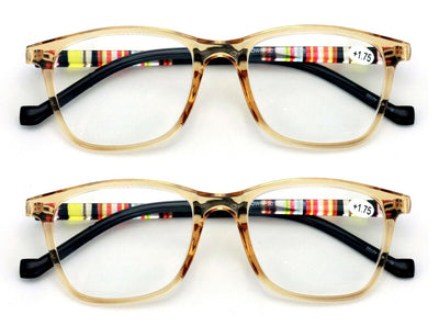 2 Pairs of Translucent Plaid Stripe Readers - Clear Sexy Reading Glasses - Vision World