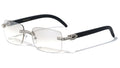 Men Rectangular Frame Clear Lens Designer Rimless Eyeglasses Rhinestones Glasses