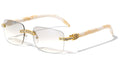 Men Rectangular Frame Clear Lens Designer Rimless Eyeglasses Rhinestones Glasses