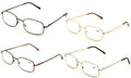 4 Pairs bulk Men Rectangle Reading Glasses With Anti-reflective AR coating. - Vision World