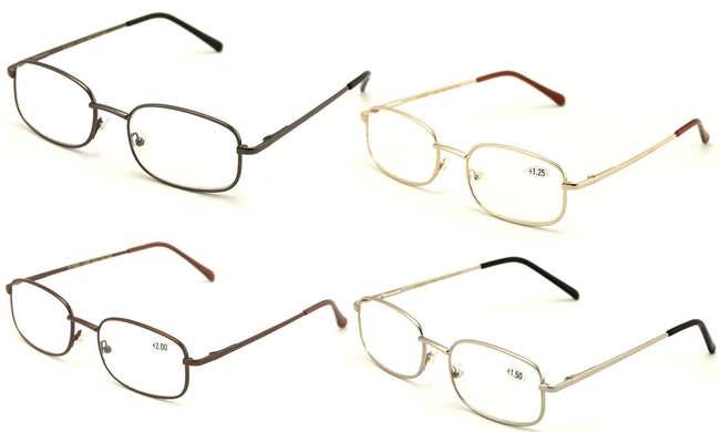 4 Pairs bulk Men Rectangle Reading Glasses With Anti-reflective AR coating. - Vision World