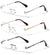 3 Pairs Men Rimless Reading Glasses Modern Rectangular Fashion Clear Lens Reader