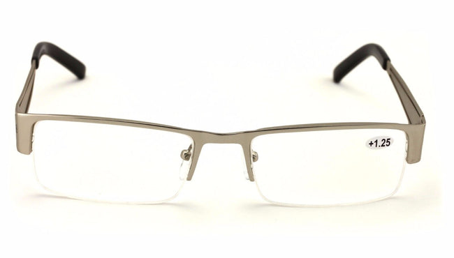 Men Rectangular Half Rimless Metal Reader Reading Glasses Sophisticate look 1230 - Vision World