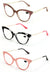 3 Pairs Women Cateye Pointed Tip Reading Glasses - Metal Temple Cat Eye Readers