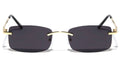 Rimless Gold Frame Sunglasses Slim Rectangular 100% UV Protection Men or Women - Vision World