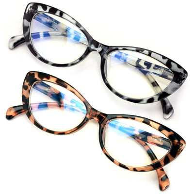 2 Pairs Women Cateye Clear Lens Eye Glasses Anti Blue Light UV Protection Comput