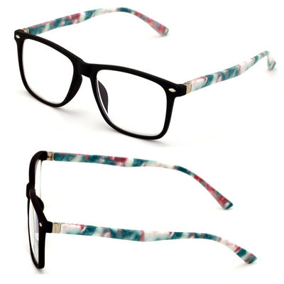 2 Pairs Large Women Floral Fashion Reading Glasses Rectangle Reader Translucent