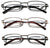 3 Pairs Slim Metal Rectangular Reading Glasses Spring Hinge High Power Reader