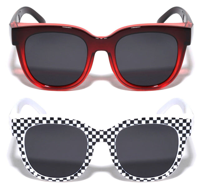 2 Pairs Women Round Polarized Fit Over Fitover Sunglasses Anti-Glare UV