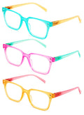 3 Pairs Women Translucent Pastel 2-Tones Reading Glasses Rhinestones Reader DR06 - Vision World
