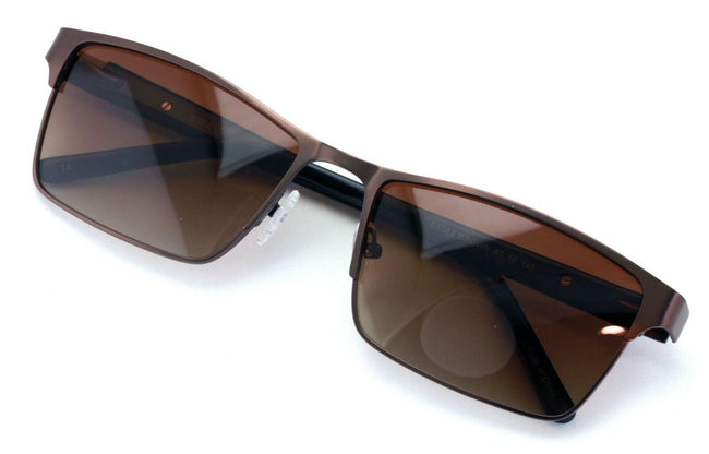 Men Large Wide Polarized Sunglasses Metal Frame TR90 Temple 152MM Brown Gradient