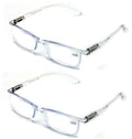 2 Pairs Lightweight Transparent Frame Clear Rectangular Readers Reading Glasses - Vision World