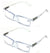 2 Pairs Lightweight Transparent Frame Clear Rectangular Readers Reading Glasses - Vision World