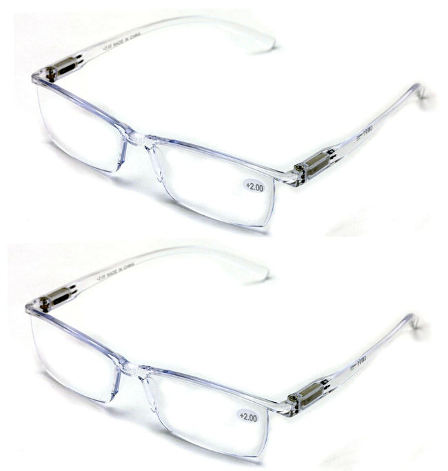 Rectangular Reader Lid 2 Pairs Lightweight Transparent Frame Clear Rectangular Readers Readin ...