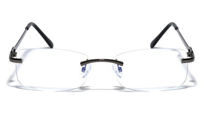 Men Clear Lens Anti-Blue Glasses - UV blocker Metal Modern Design Rimless
