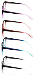 4 Pairs Women Oversized Translucent 2-Tone Cateye Reading Glasses - Spring Hinge - Vision World