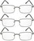 3 Pairs Rectangle Metal Reading Glasses Spring Hinge Lightweight Unisex Readers - Vision World