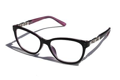 Khan Fashion Reading Glasses Reader metal chain accents black purple +1.50 - Vision World