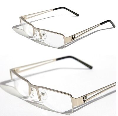 Silver Khan Clear Rectangular Half Rimless Metal Reader Reading Glasses +1.25 - Vision World