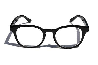 Khan Round Keyhole Reading Glasses Reader +1.25 Cool Sexy Gloss black frame - Vision World